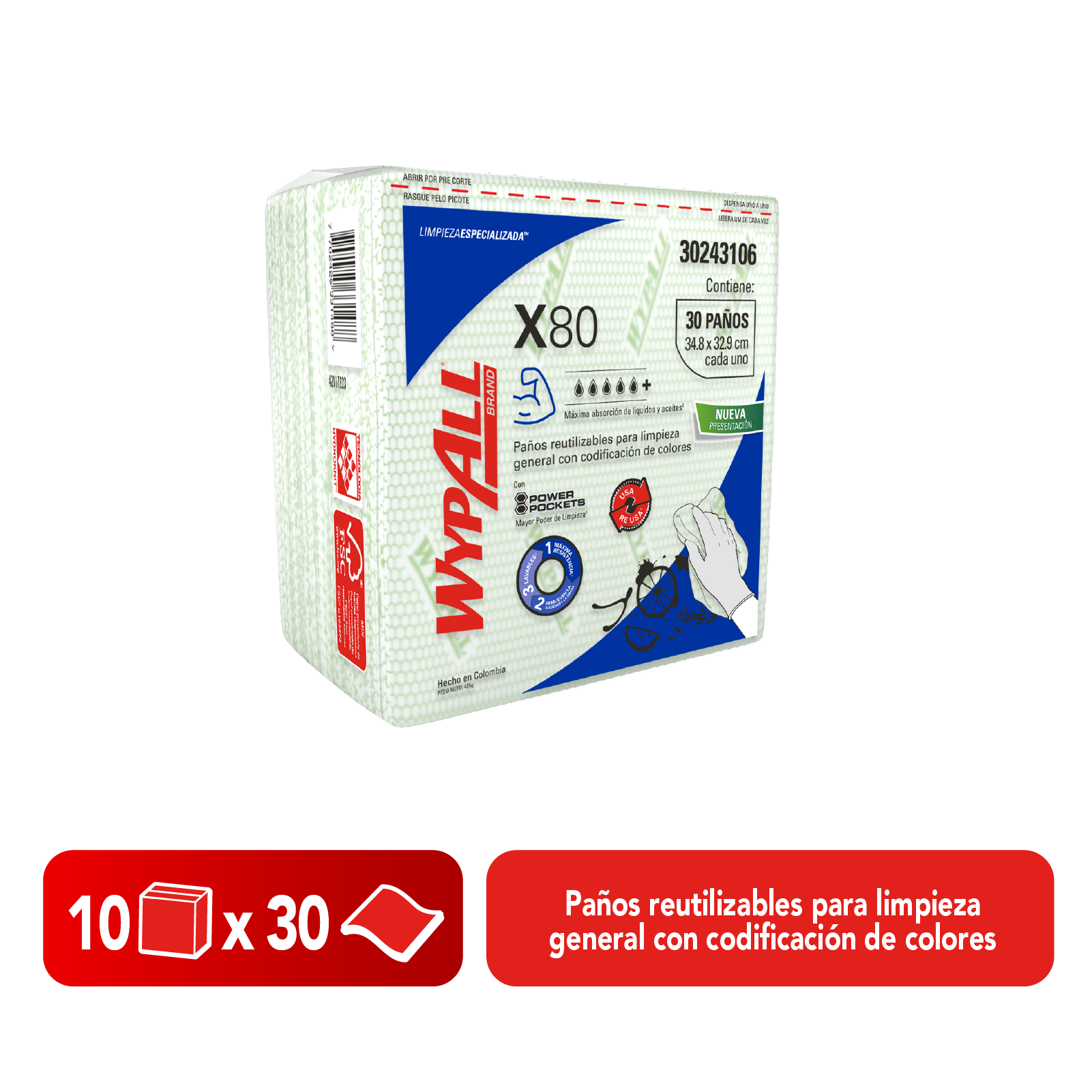 KCP PAÑO IND WYPALL X-80 VERDE  10X1X30 QF